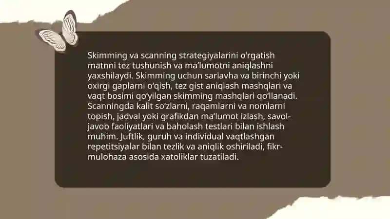 Oʻquvchilarning taʼlimiy yutuqlarini baholash xalqaro dasturiga tayyorgarlik ishlarida matn ustida ishlash usullari 4