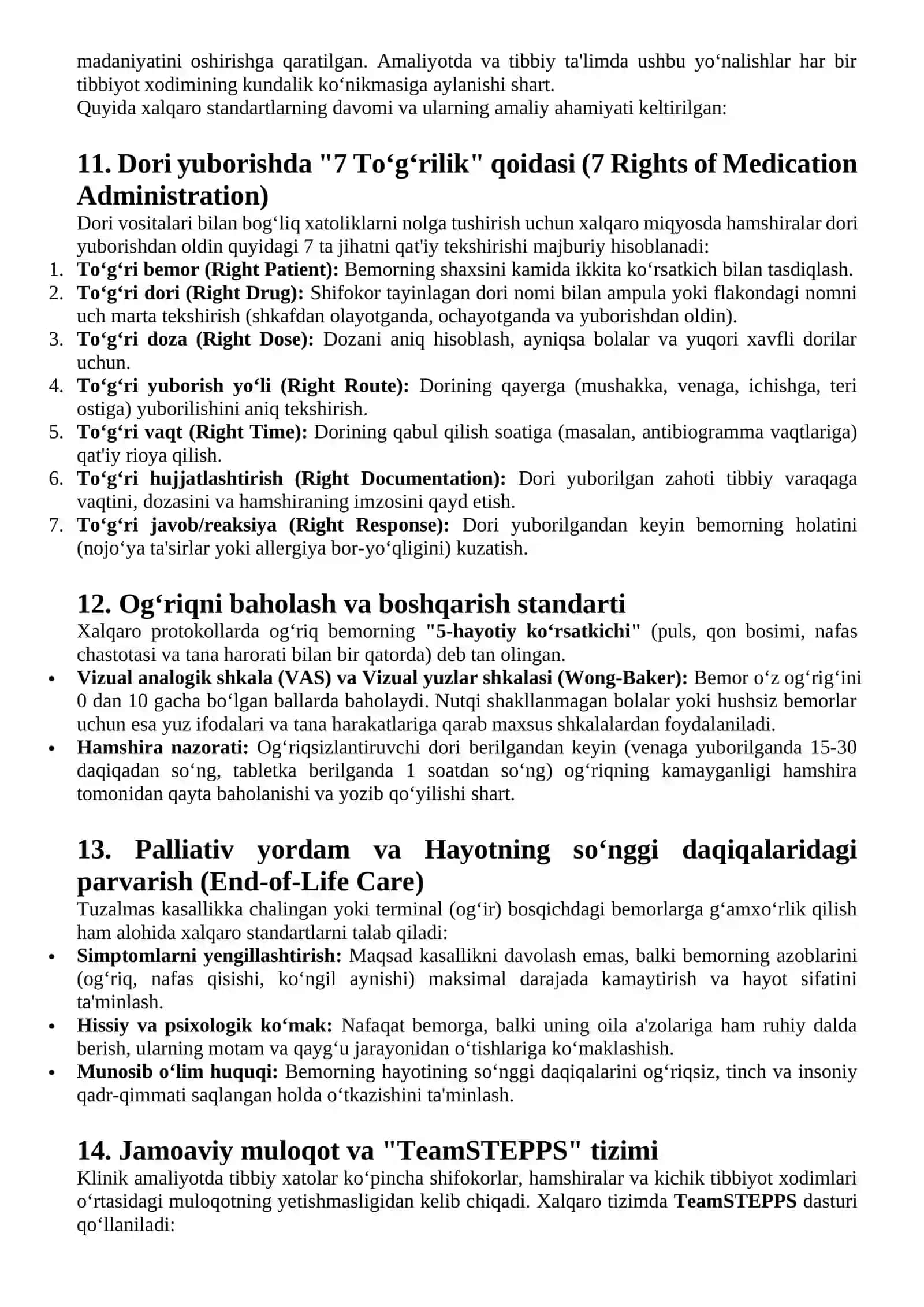 Hamshiralik ishi boyicha xalqaro standartlarni bilish 4