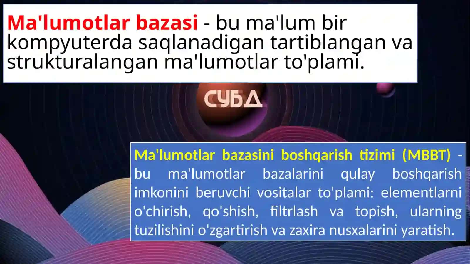 Ma'lumotlar bazasini boshqarish tizimlari 4