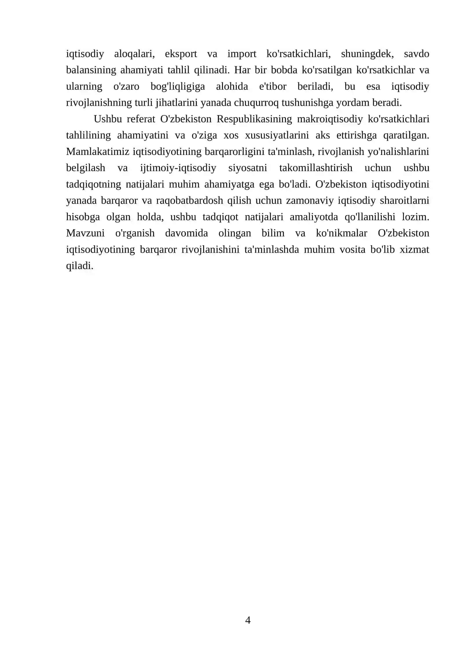 O’zbekiston respublikasi makroiqtisodiy ko’rsatkichlari tahlili 4