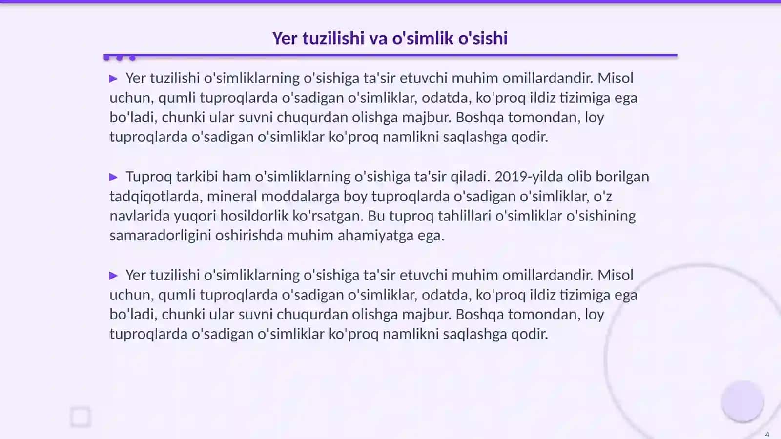 Turli muhit sharoyitida o'sgan o'simliklarning tuzilishini taqqoslash 4