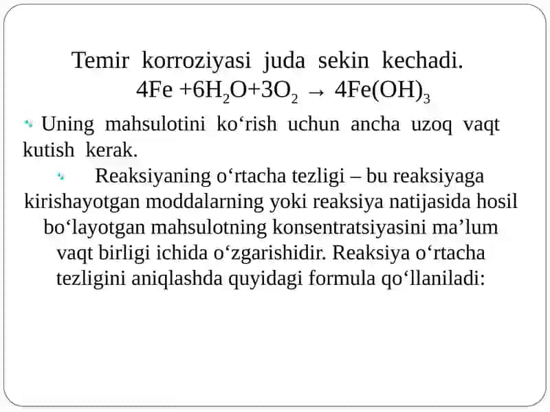 Reaksiya tezligi va unga ta’sir etuvchi omillar 4