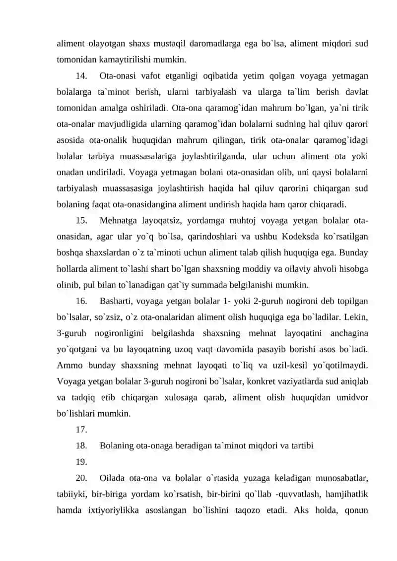 Ota-onalar va farzandlarning aliment majburiyatlari 4