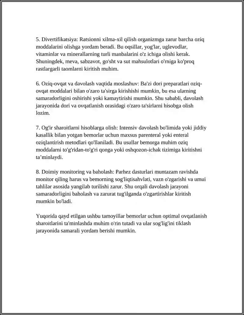BEMORLARNING OVQATLANISHINI TASHKIL QILISH VA UNING GIGIYENIK NAZORATI 4