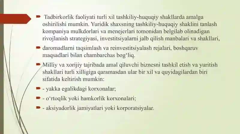 MOLIYAVIY MENEJMENTNI TASHKIL ETISH MEXANIZMI VA KORXONALARDA TASHKILIY XUSUSIYATLARI” 4