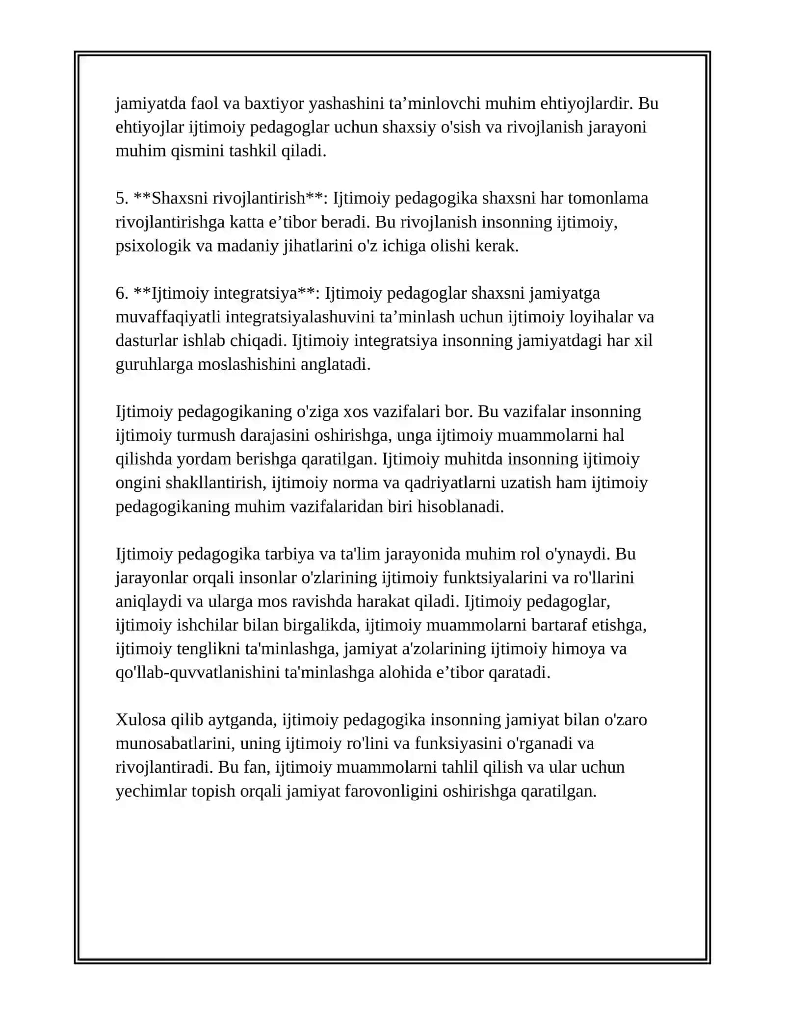 IJTIMOIY PEDAGOGIKA FAOLIYAT PEDAGOGIKA FANI SOHASI SIFATIDA.IJTIMOIYLASHUV OMILLARI VA MEXANIZMLARI 4