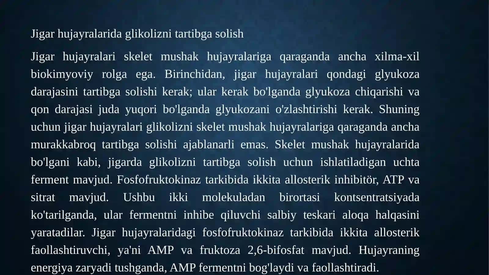 JIGARDA GLIKOLIZ VA GLIKONEOGENEZNI BOSHQARILISHI. KATEXOLAMINLAR VA GLUKOKORTIKOIDLARNING UGLEVODLAR ALMASHINUVINING TA`SIRI 4