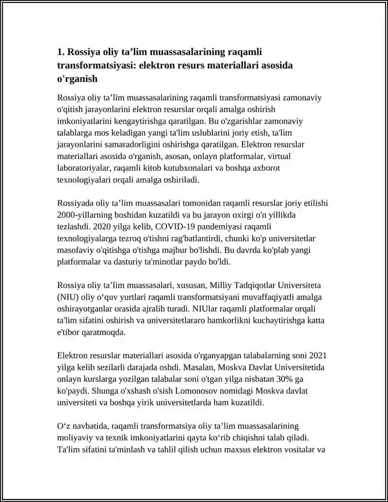 ROSSIYA FEDERATSIYASINING OLIY TA’LIM MUASSASALARI TENDENSIYALARINI ELEKTRON RESURS MATERIALLARI ASOSIDA OʻRGANISH 4