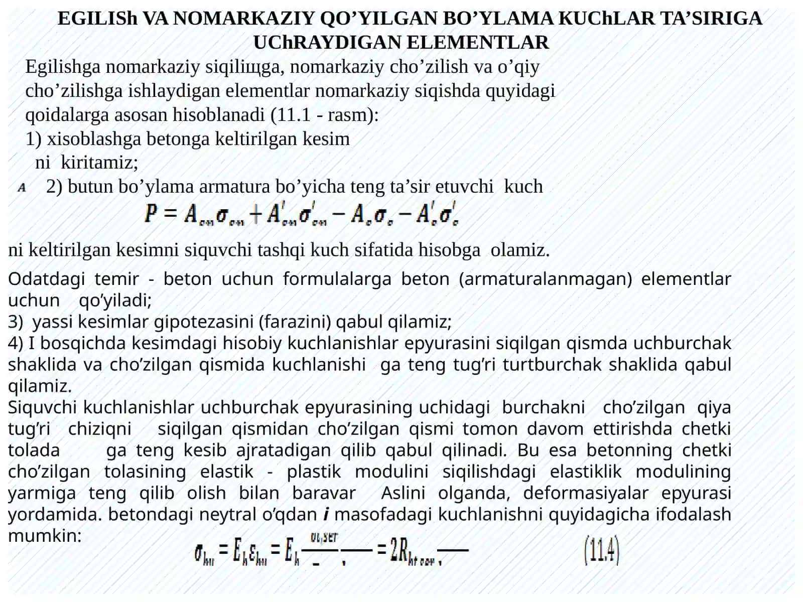 Egilishga ishlaydigan temir-beton elementlarni konstruksiyalash 4