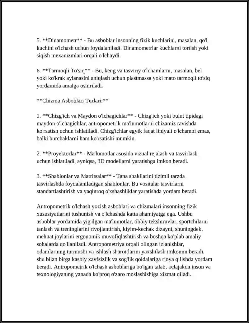 ANTROPOMETRIK ÕLCHASHLAR HAQIDA YOZISH ASBOBLARINI CHIZISH 4