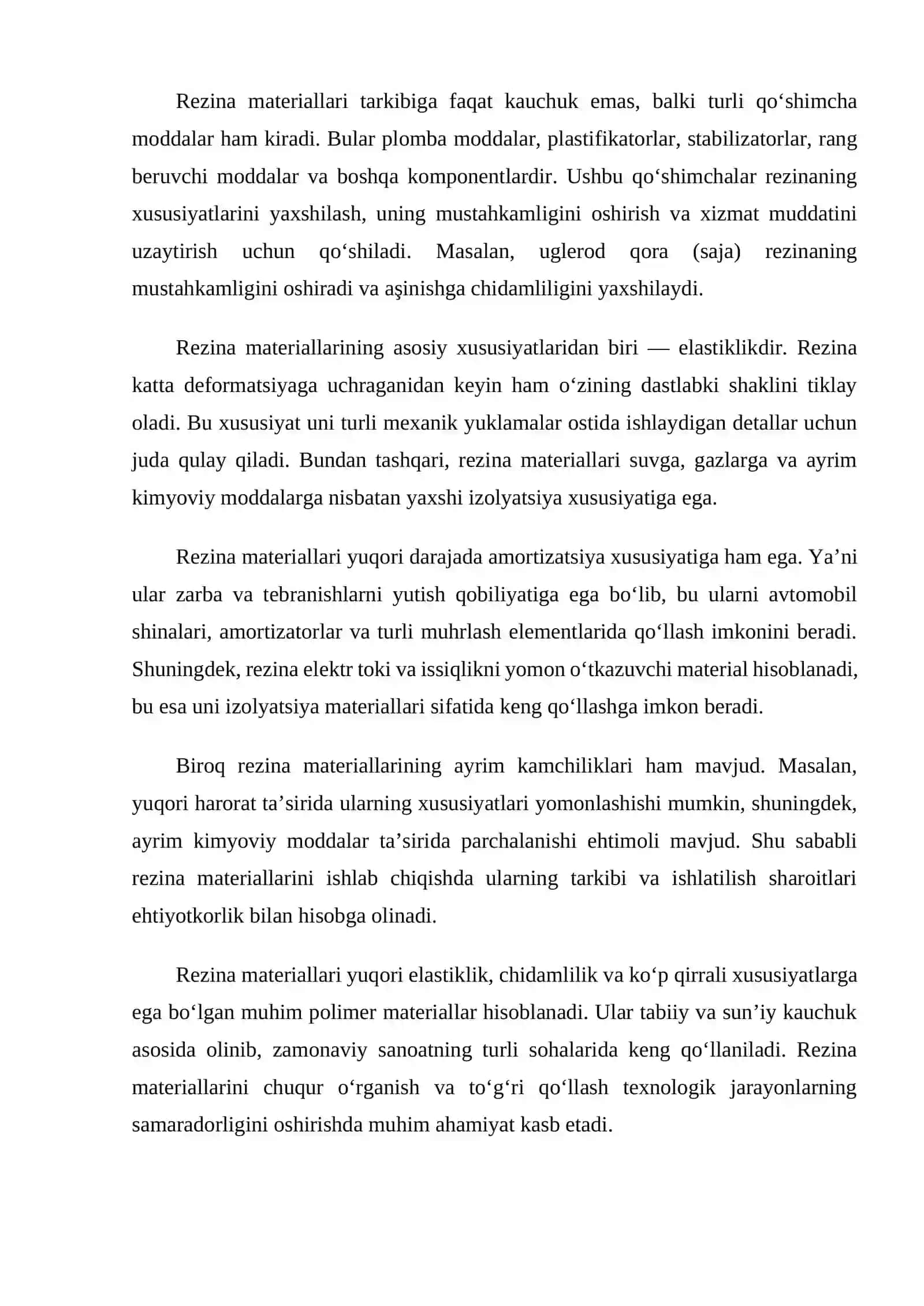 Zamonaviy rezina materiallarini olish usullari va ularning xususiyatlari 4