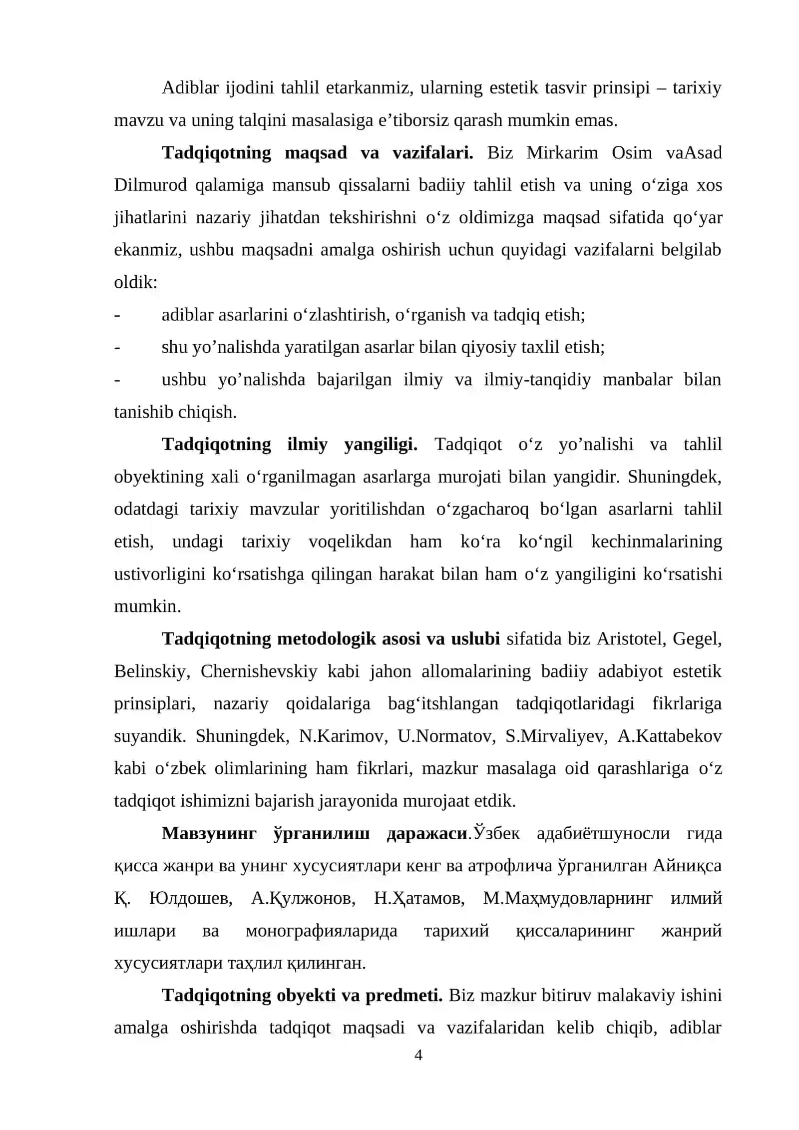 Tarixiy qissalarda voqelik va badiiy tasvir uyg’unligi (Mirkarim Osim va Asad Dilmurod qissalari misolida) 4