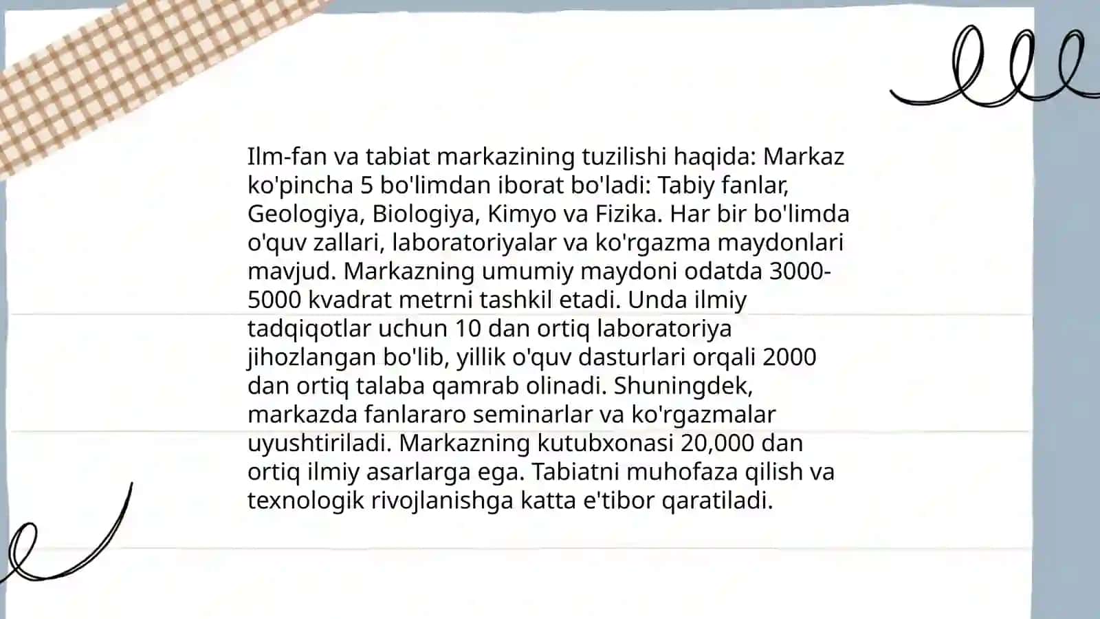 Ilm fan va tabiat markazi va unda faoliyatlarni tashkil etish 4