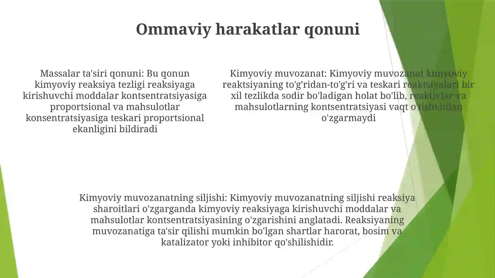 Kimyoviy Muvozanatning Siljishi 4