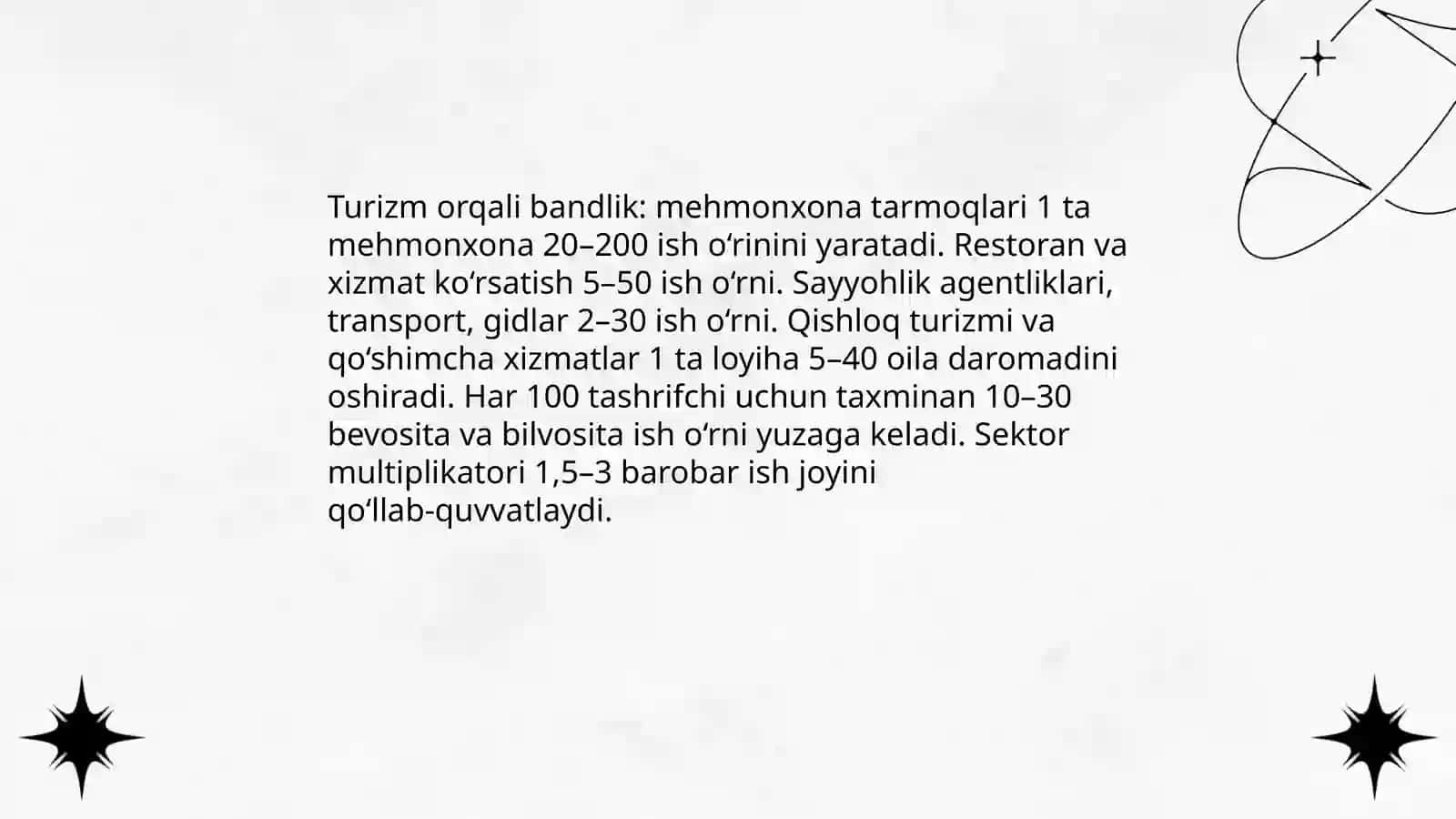 Turizim tarmog‘ining iqtisodiyotdagi roli va uning boshqa sektorlarga taʼsiri 4