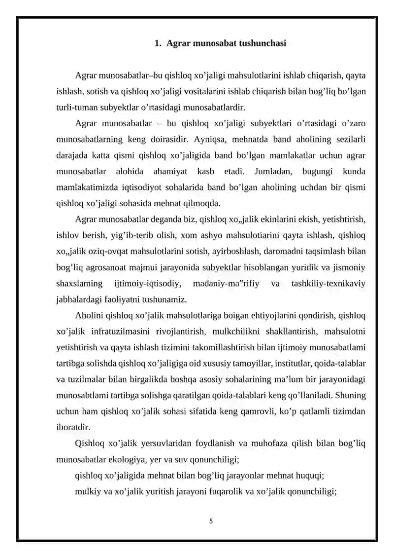 Agrar munosabatlar va ularni bozor tizimidagi xususiyatlari 4