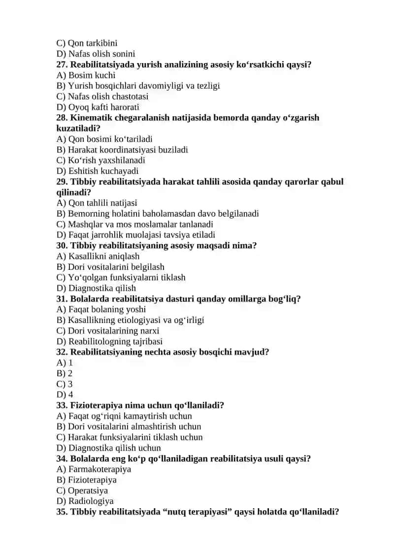 Reabilitatsiya asoslari, fizioterapiya va massaj fanidan 4