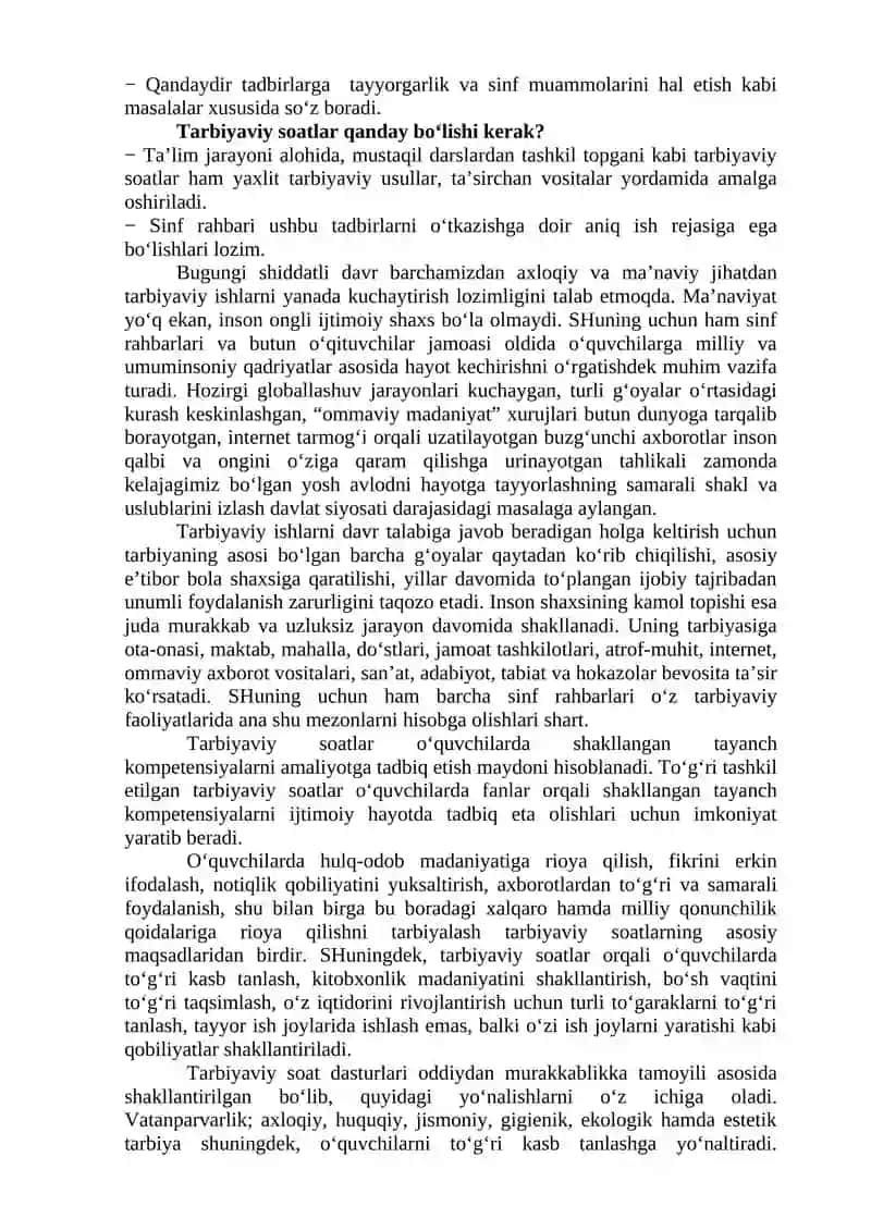 1-sinf Sinf soati fanidan 2021-2022-yil uchun ish reja 4