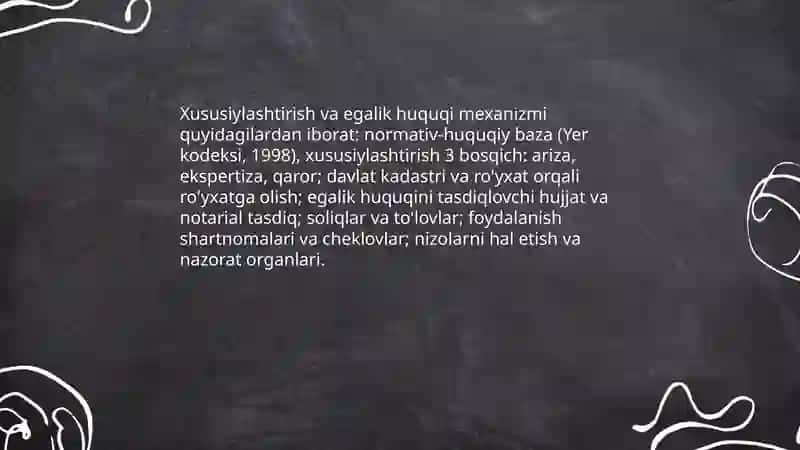 Ozbekistonda yer uchastkalaridan foydalanishining iqtisodiy huquqiy mexanizmi 4