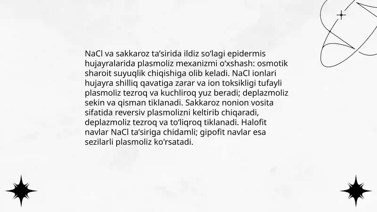 Plazmoliz va deplazmoliz hodisalarini turli oʻsimlik hujayralarida oʻrganish 4