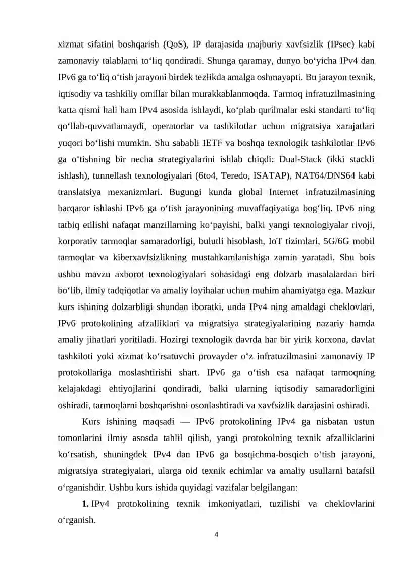 IPv6 protokolining IPv4 dan afzalliklari va migratsiya strategiyalari 4