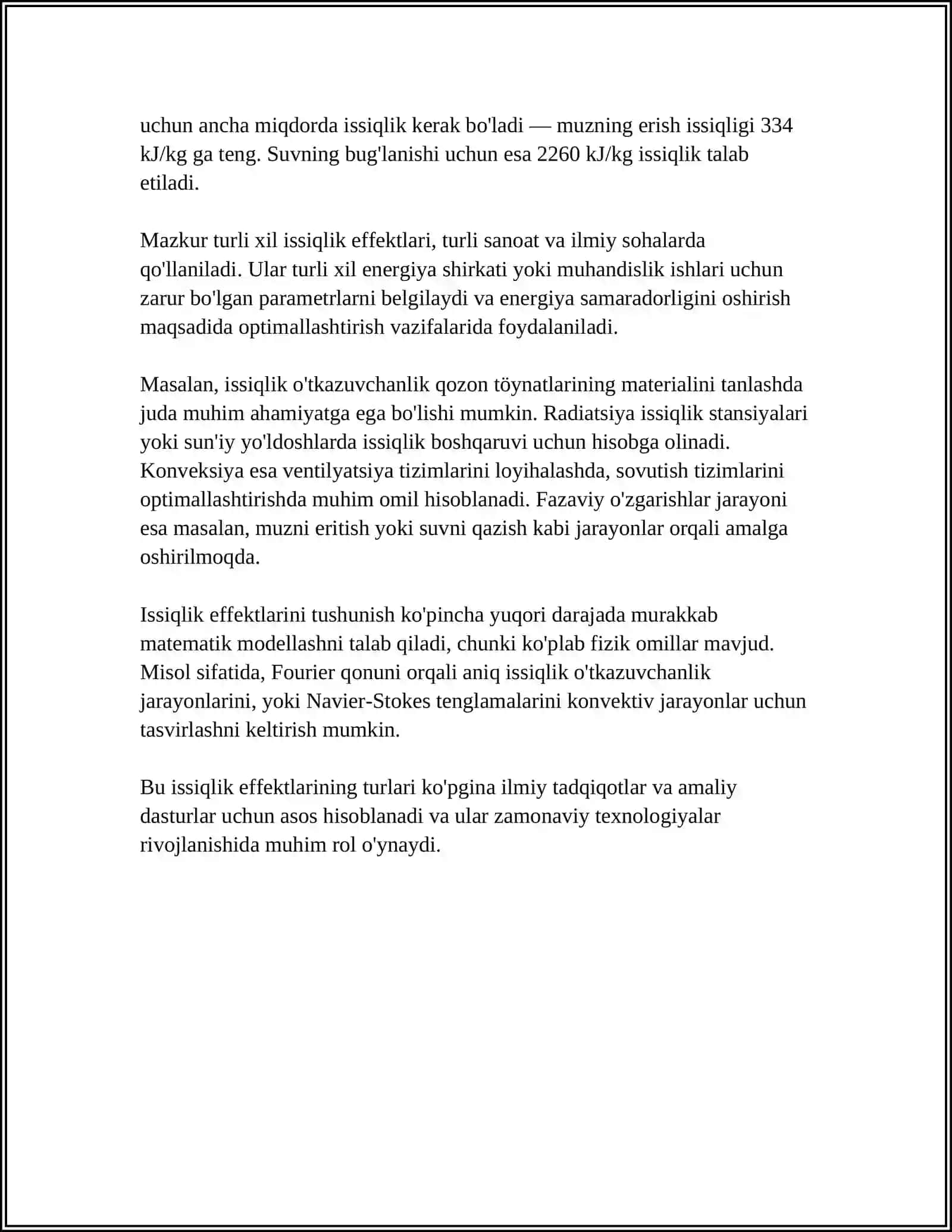 ISSIQLIK EFFEKTINING TURLARI. STANDART SHAROIT VA STANDART ISSIQLIK EFFEKTI. TURLI FIZIK-KIMYOVIY JARAYONLARDA ISSIQLIK 4