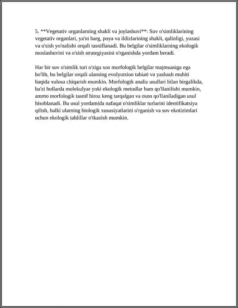 O'simliklar tasnifi: suv o'simliklarida qo'llaniladigan usullar 4
