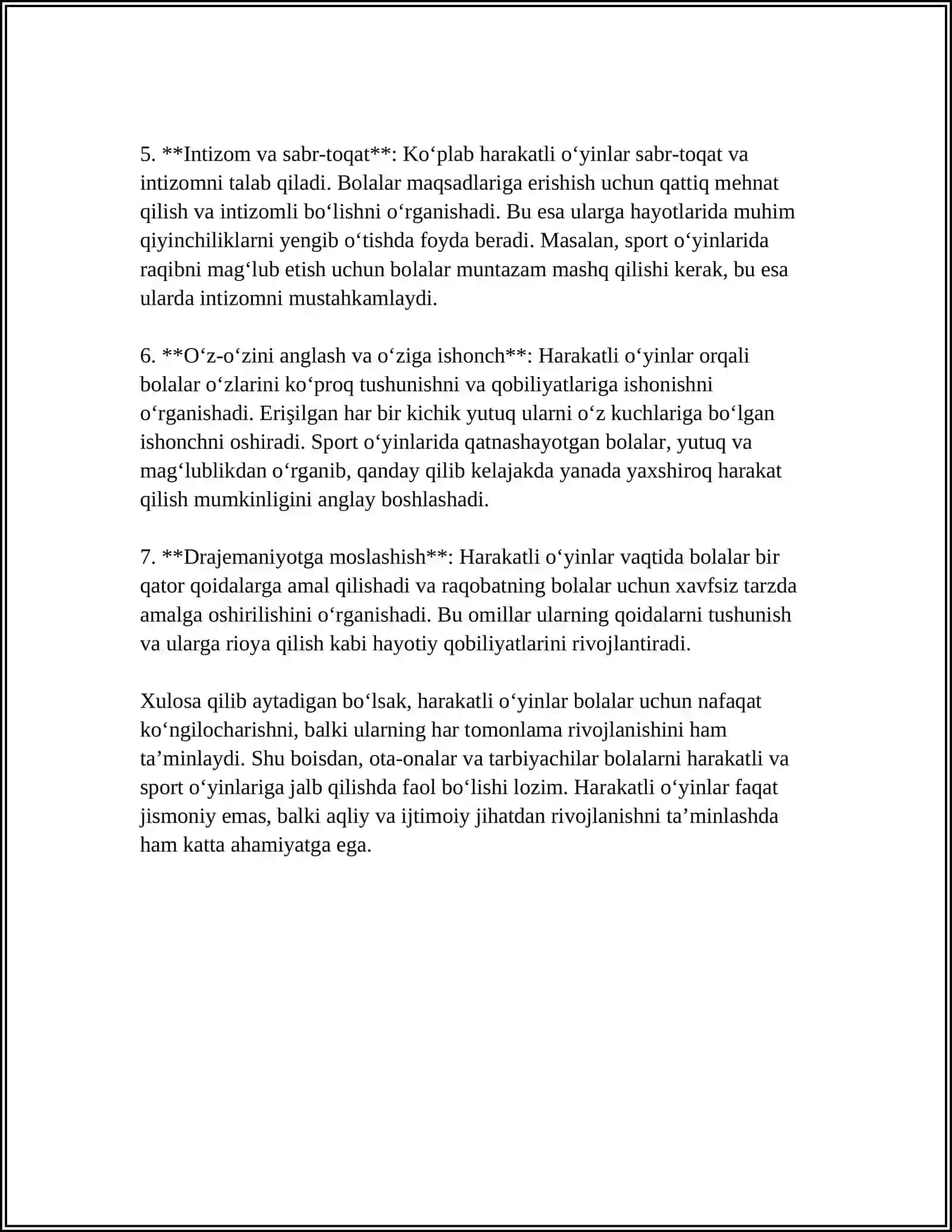 HARAKATLI OʻYINLAR JISMONIY MADANYATINI TARBIYALASHNING ASOSIY METODI VA VOSITASI SIFATIDA 4