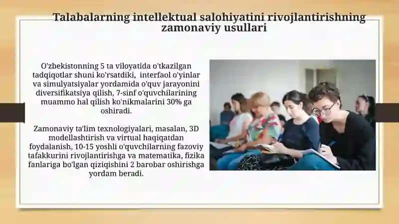 O'quvchilarning intelektual imkoniyatlarini rivojlantirish usullari 4