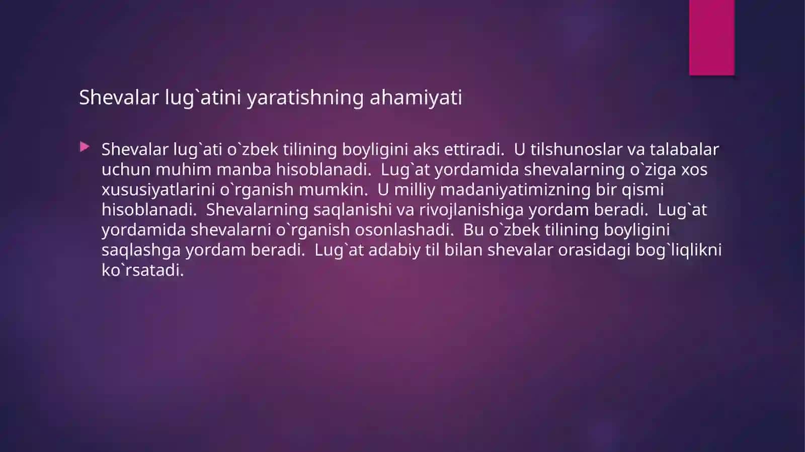 Òzbek xalq shevalari luĝati ustida ishlash 4
