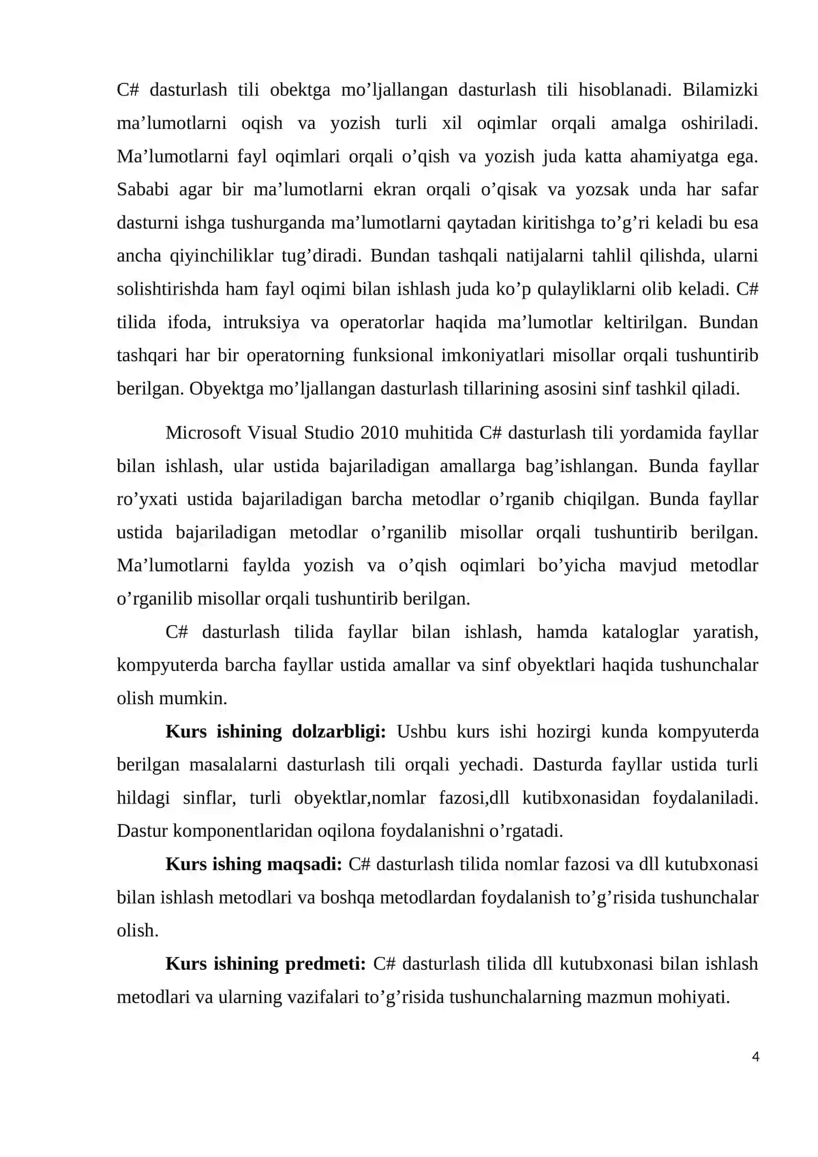 Nomlar fazosidan foydalanish.Dll kutubxona yaratish va bog’lash 4