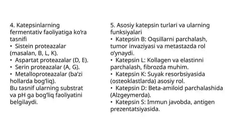 Katepsinlar va ularning klinik ahamiyati mustaqil ish 4