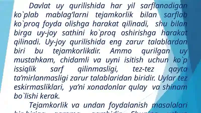 Uylarni ekspluatatsiya qilish va qurilish paytida tejamkorlik masalalari 4