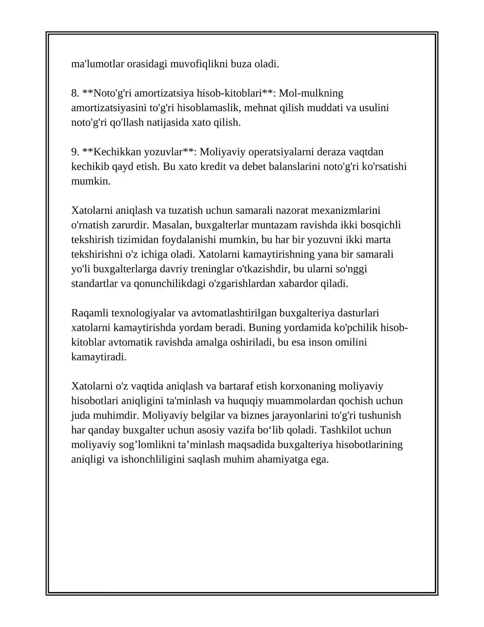 BHXS (IAS) 8." XISOB SIYOSATI VA BUXGALTERIYA HISOBIDAGI O'ZGARISHLAR VA XATOLAR" 4