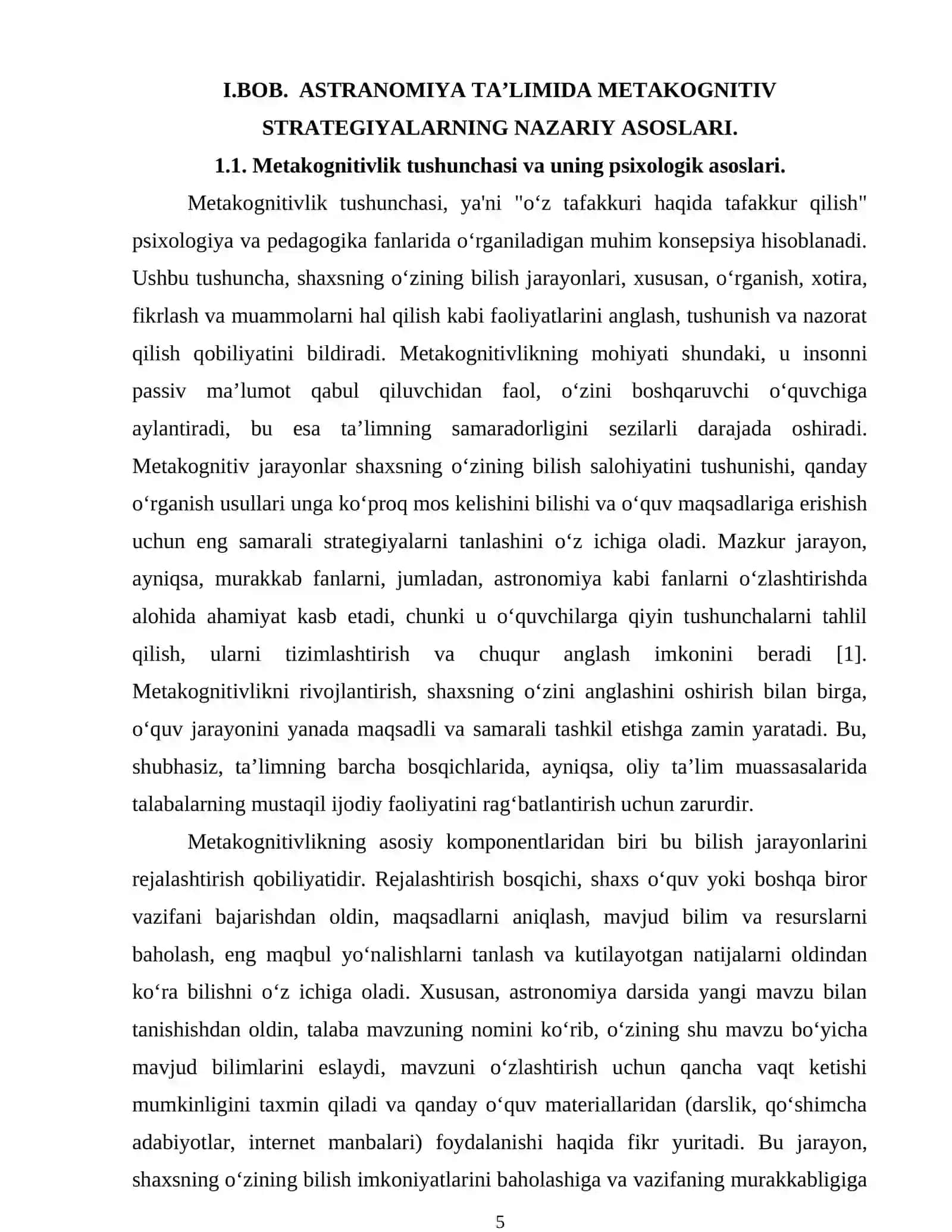 ASTRONOMIYA TA’LIMIDA METAKOGNITIV STRATEGIYALARNI O‘RGANISHNING PSIXOLOGIK ASOSLARI 4