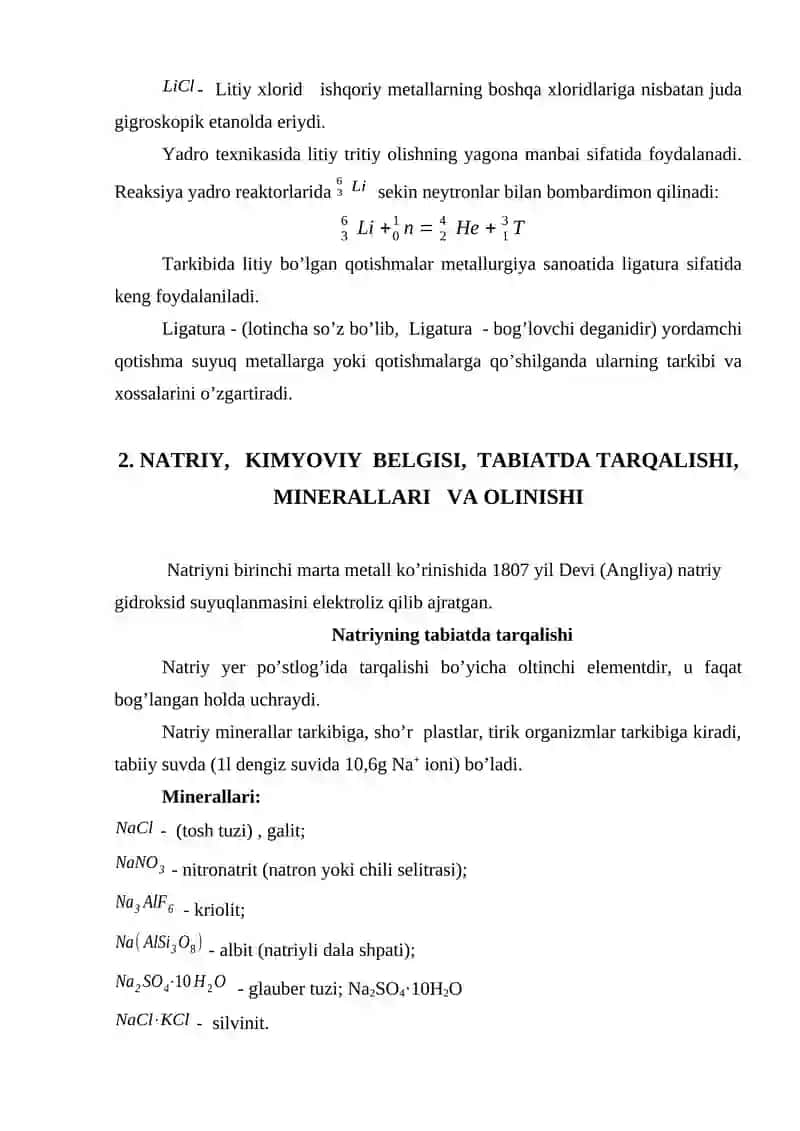 Litiy, Kimyoviy Belgisi, Tabiatda Tarqalishi, Minerallari va Olinishi 4