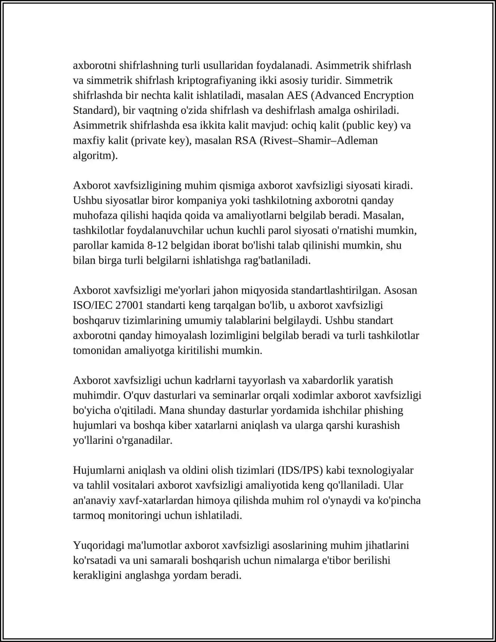 AXBAROT XAVFSIZLIGI VA AXBOROTLARNI HIMOYALASH USULLARI 4
