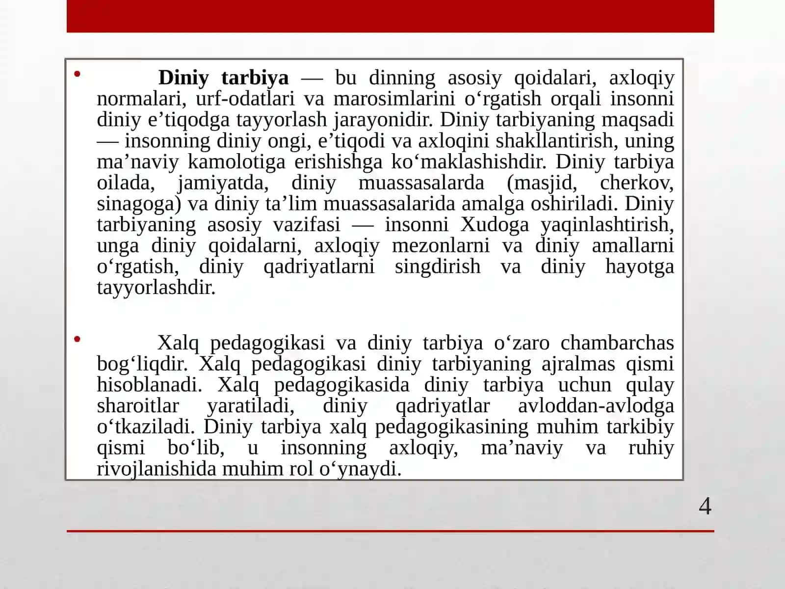 XALQ PEDAGOGIKASIDA DINIY TARBIYANING O‘RNI 4