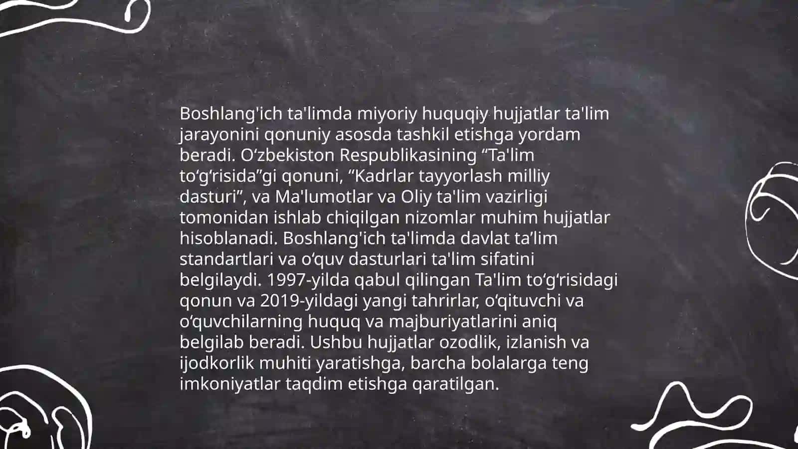 Boshlang'ich talim tizimi vazifalari va miyoriy huquqiy hujjatlani tahlili 4