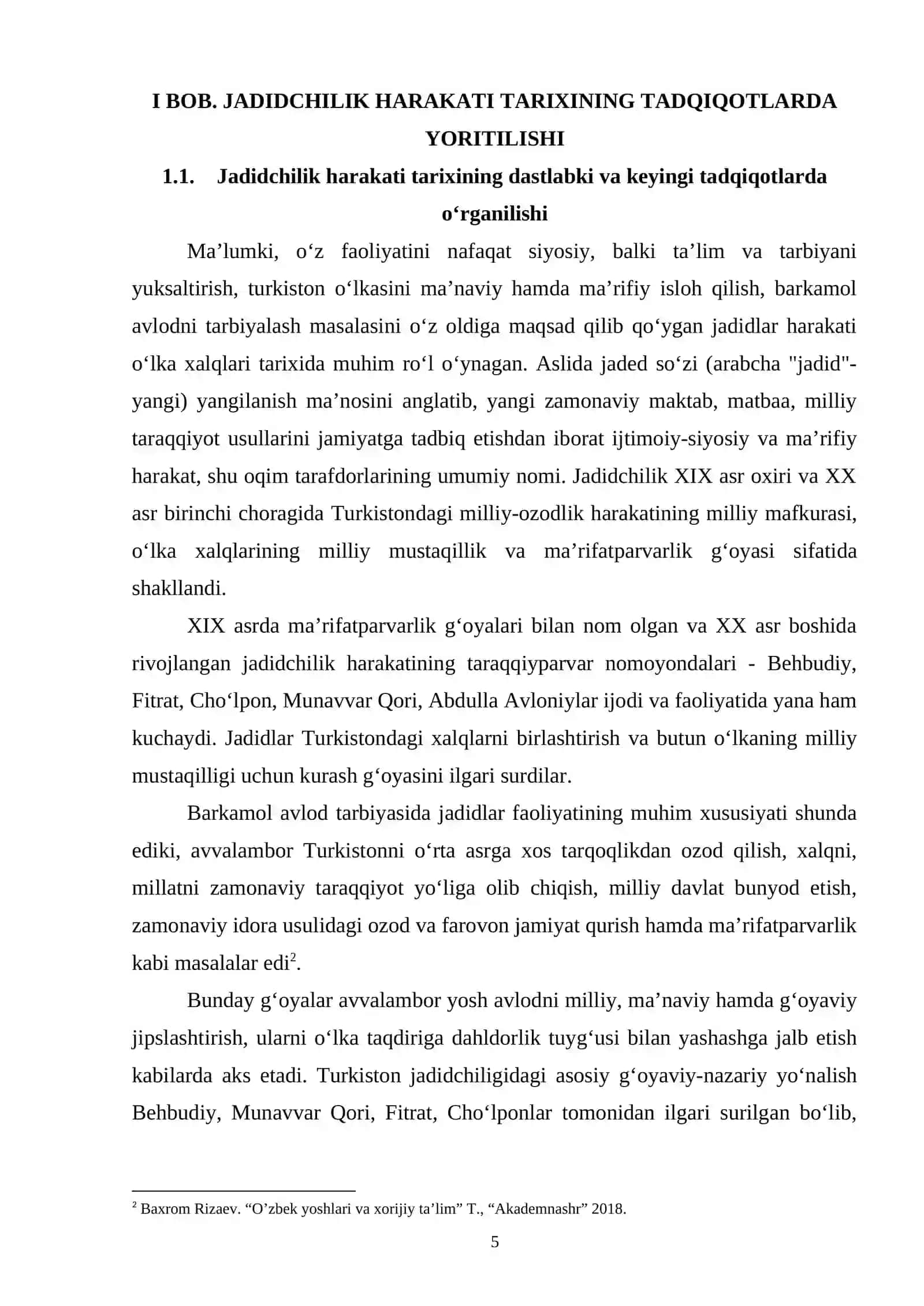 JADIDCHILIK HARAKATI TARIXINING ZAMONAVIY TARIXSHUNOSLIKDAGI TALQINI 4