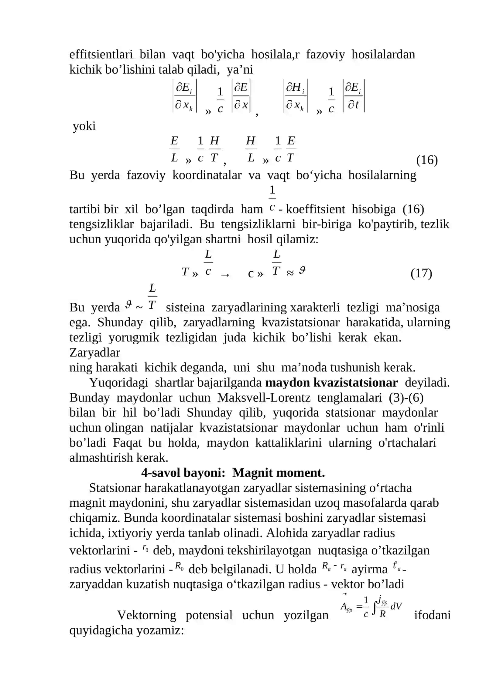 Statsionar toklarning magnit maydoni 4