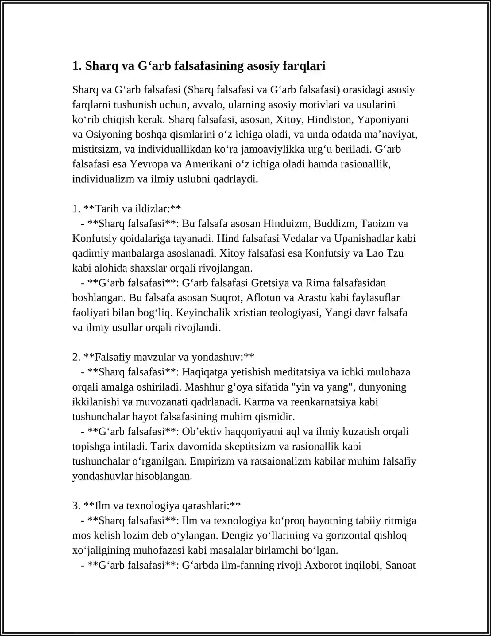 FALSAFANING MOHIYATIGA OID SHARQ VA GʻARB MUTAFAKKIRLARINI TARIFLARINI TASNIFLASH VA ULAR BOʻYICHA PREZENTATSIYA TAYYORLASH 4