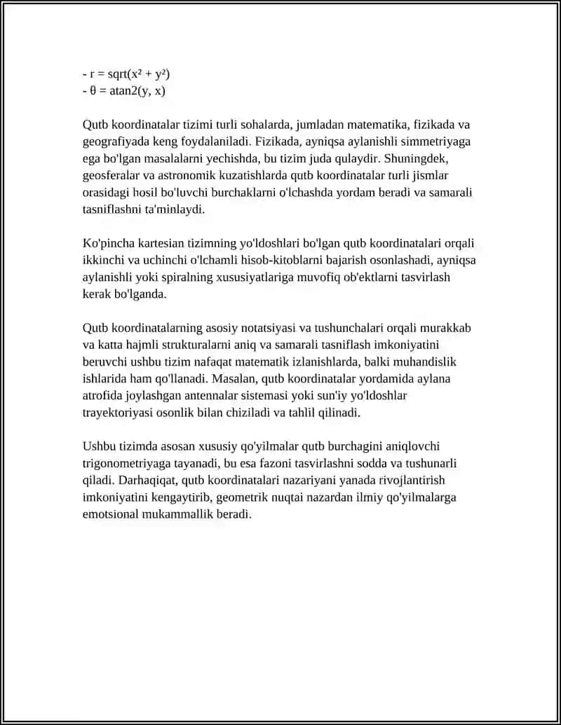 Qutb Silindrik va Sferik Koordinatalar Sestimasi 4