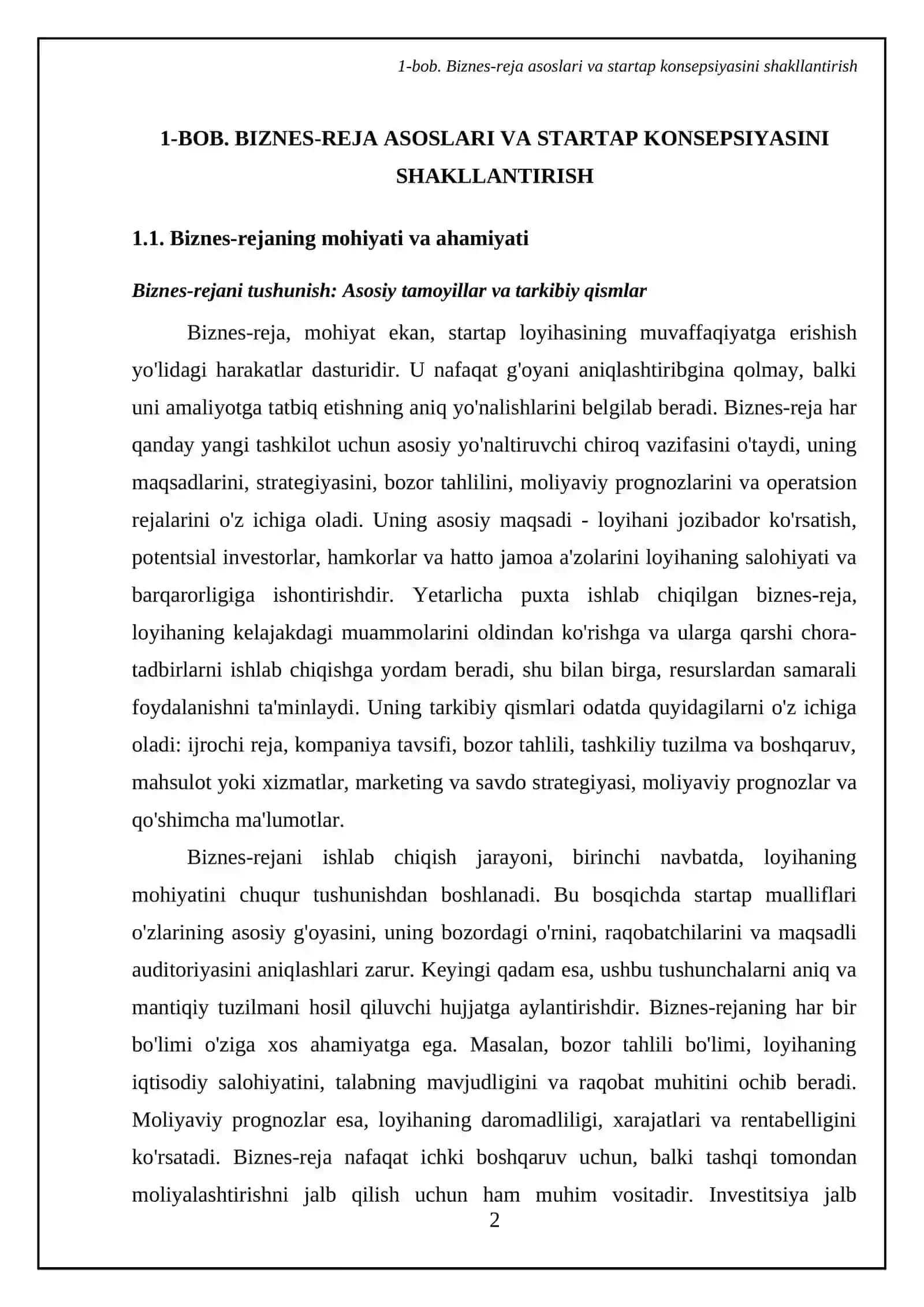 Startap loyihalar uchun biznes-reja ishlab chiqish mexanizmi 4