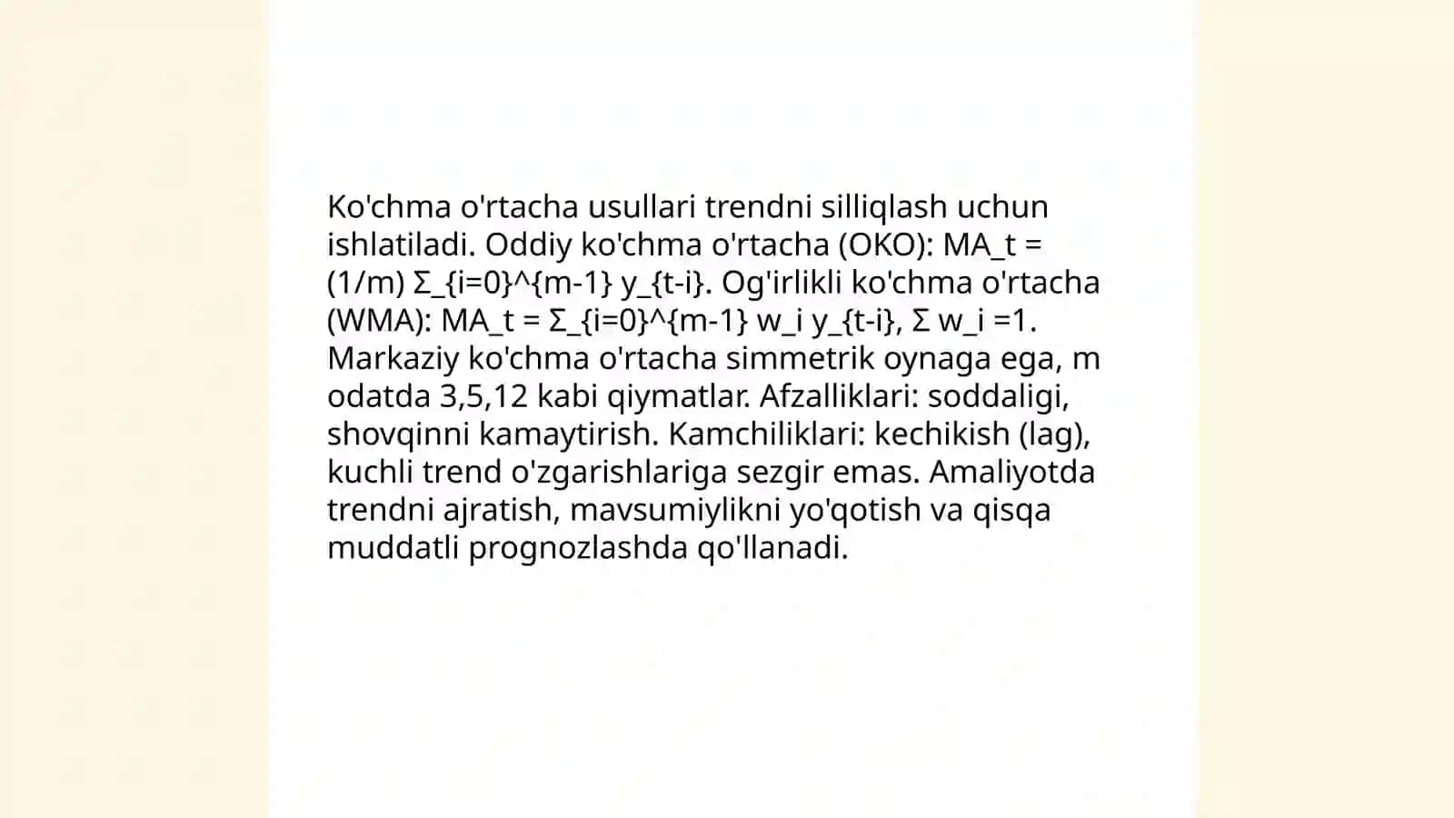 Dinamika tendensiyalarini aniqlash usullari 4