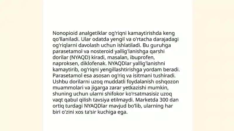 analgeziya qiladigon vositalar 4