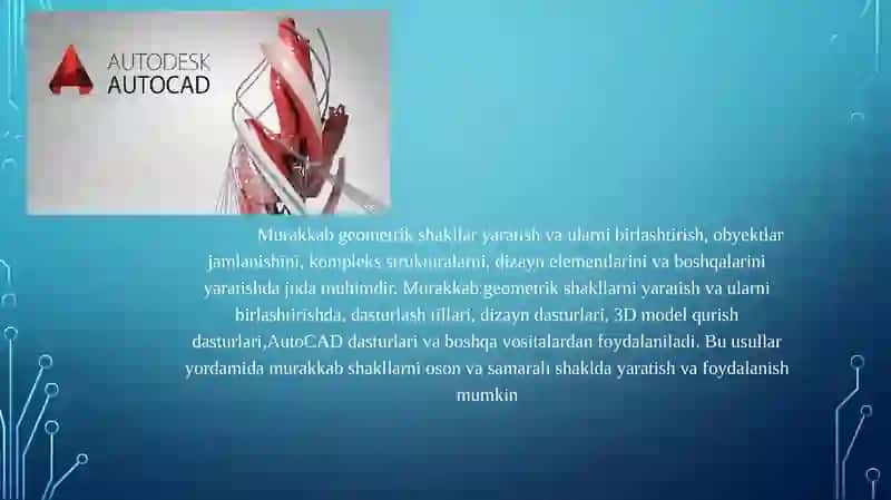 AutoCAD dasturida xaritalarni yaratish, geometrik obyektlarni qo'llash va ularga amal qilish 4