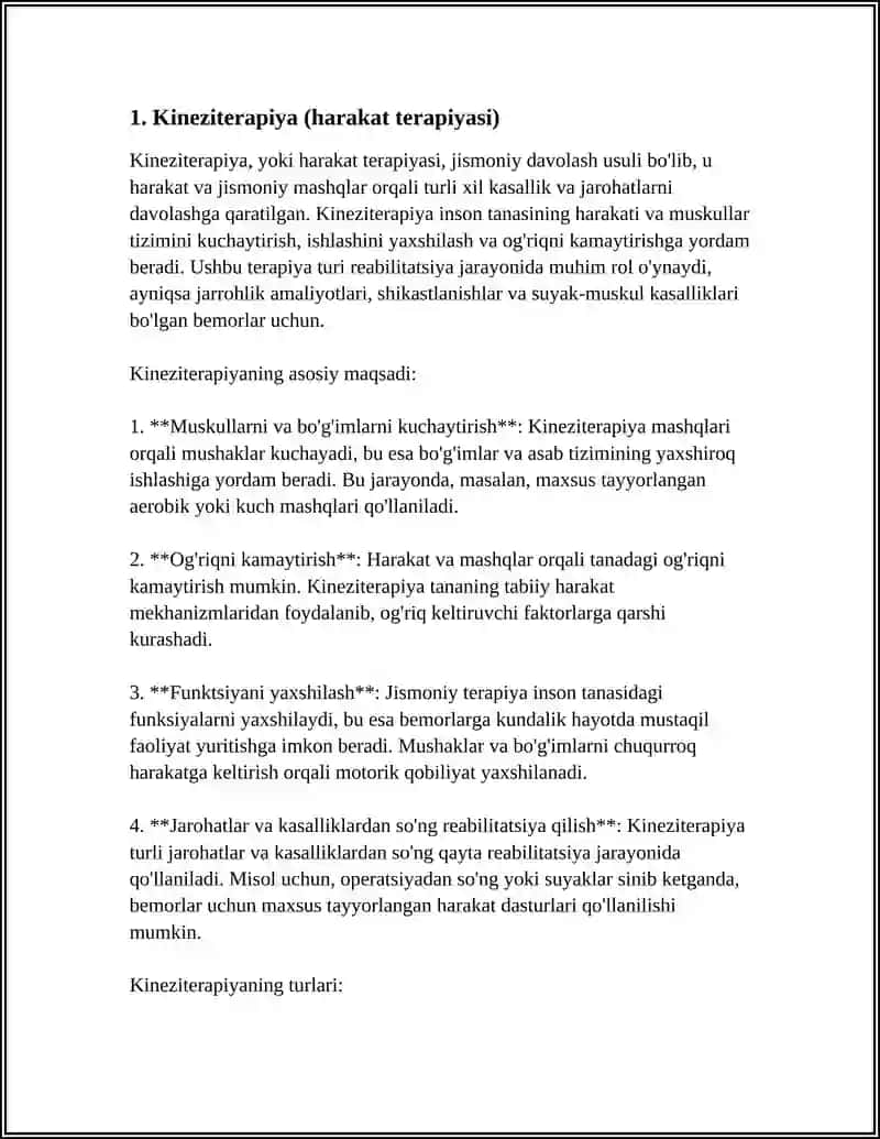REABILITATSIYA VA FIZIOTERAPIYADA BEMORLARNI DAVOLASH TURLARI 4