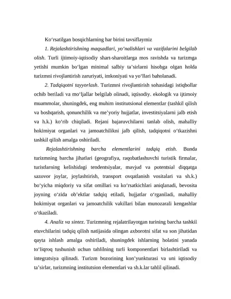 Turizmni rejalashtirishning tashkiliy mexanizmi 4