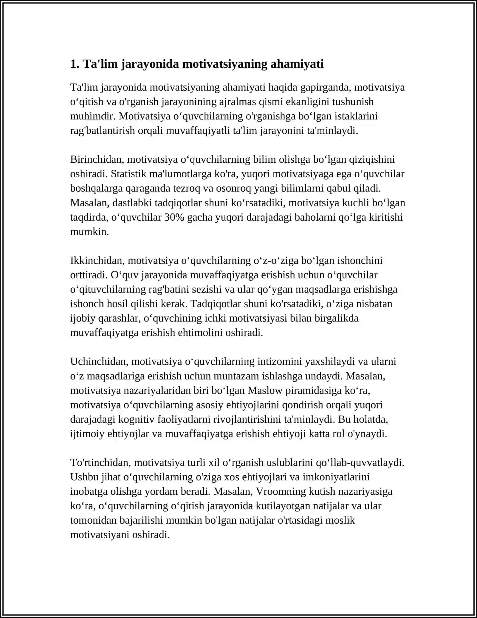 TA‘LIM JARAYONINIDA O‘QUV MATIVATSIYASI VA UNI BOSHQARISH MUAMOSI 4